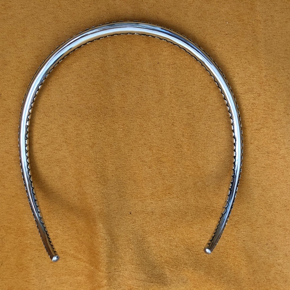 Artisan Sterling Silver Large Pebble Dot Cuff Collar Necklace - Picture 5 of 5